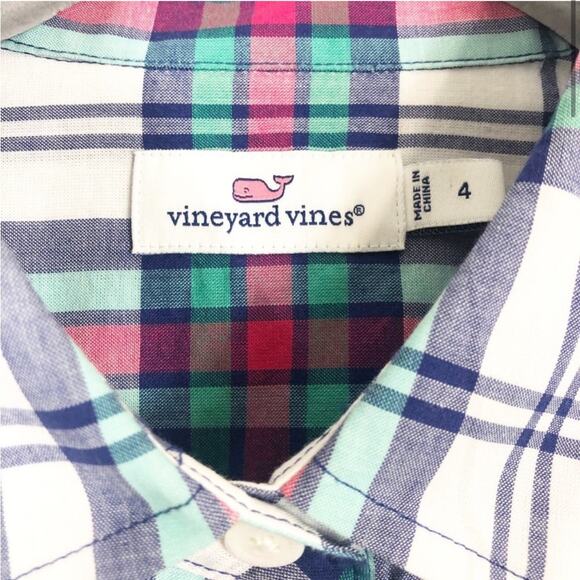 NWOT vineyard vines Plaid Button Down- Green, Blue, White, and Pink/Redish - Picture 3 of 6